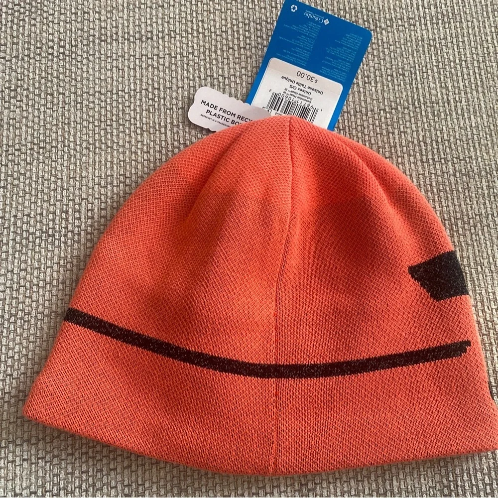 Columbia Titanium Red Knit Beanie with Black Lettering